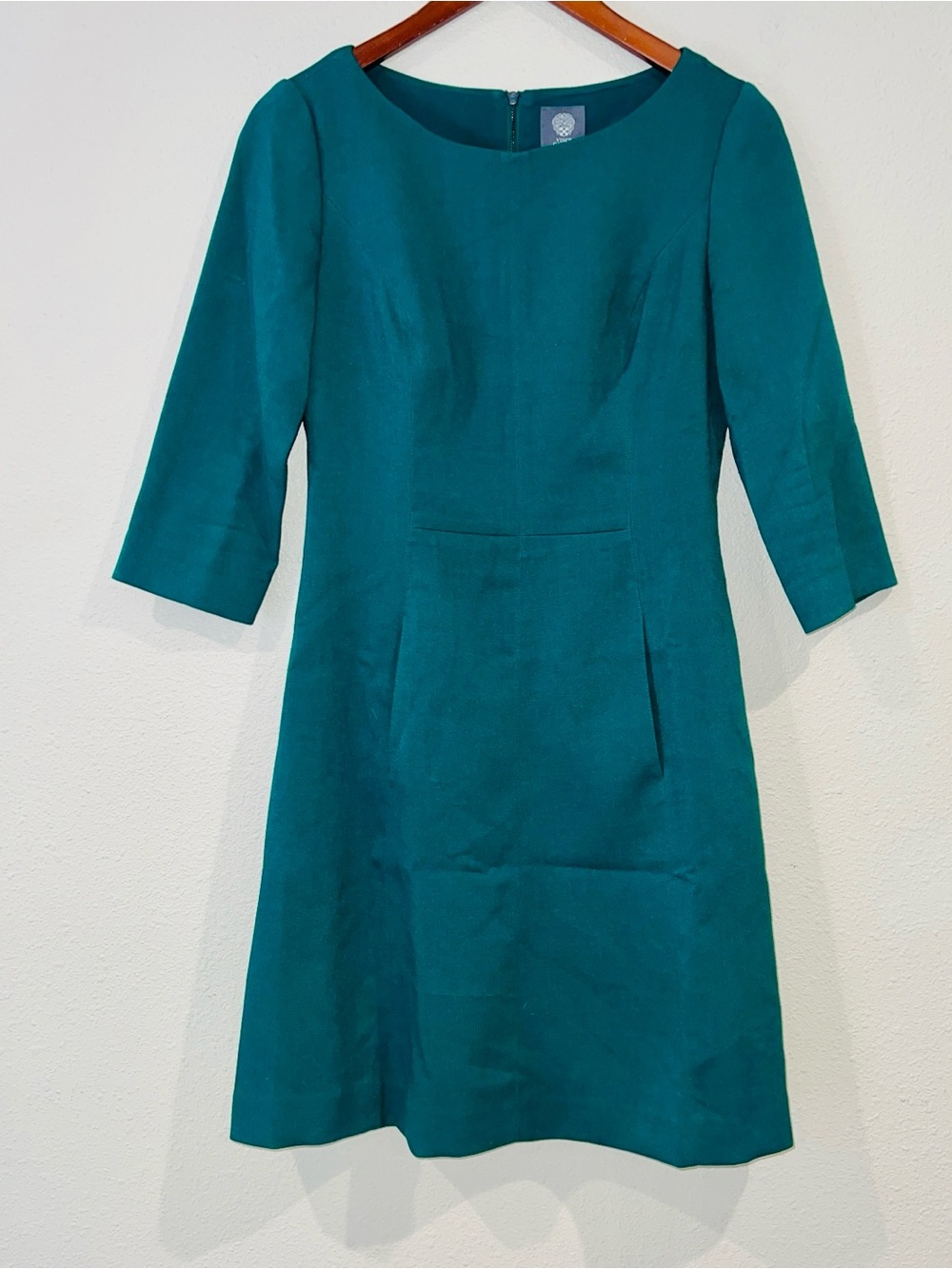 Women’s green Vince Camuto A-line dress three-quarter length sleeves size 8
